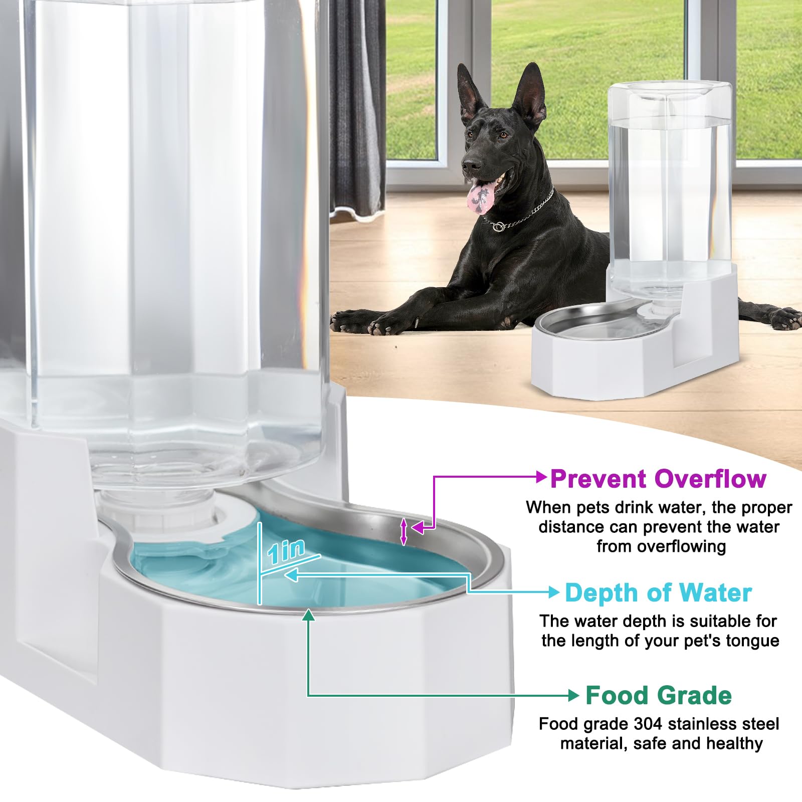 Amazon | RIZZARI(リザリ) 自動重力式ステンレス製ペット給水器 フォー