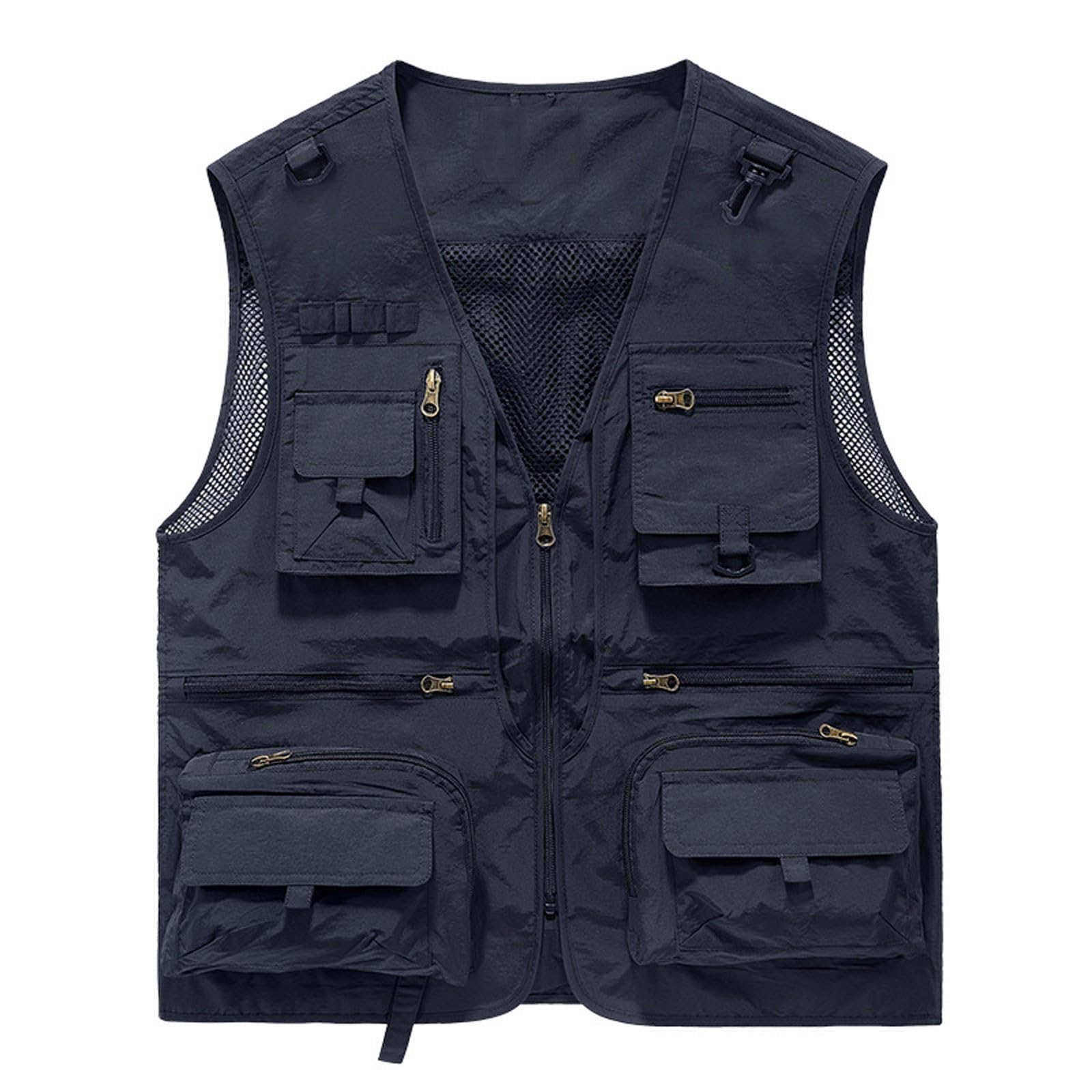 Generic Chaleco deportivo de trabajo, gimnasio, senderismo, pesca, para hombre, otoño, verano, cuello en V, ajuste holgado, malla de malla, camisetas sin mangas para hombre 2024
