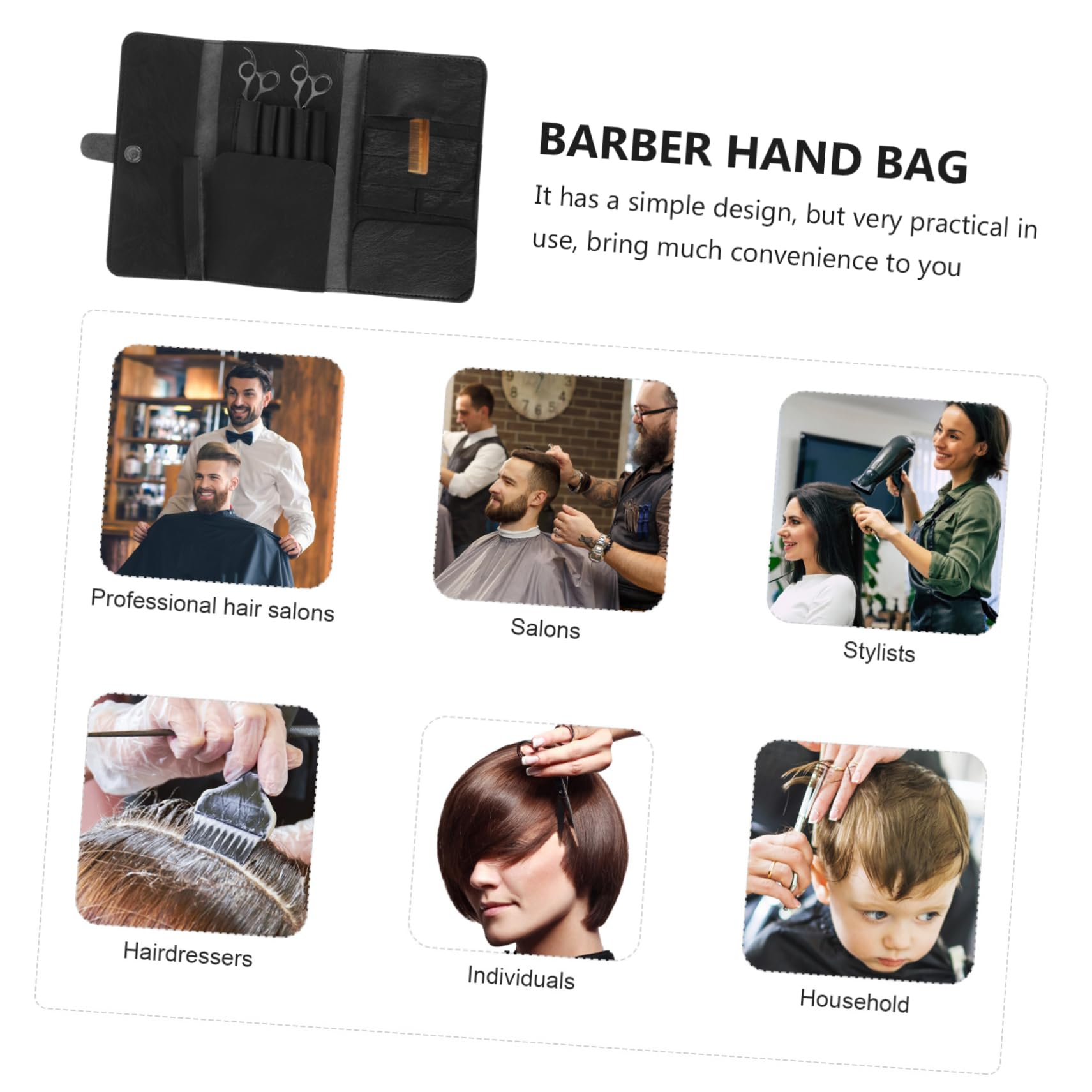 WOONEKY Hair Styling Tools Bag Hair Cut Scissors Bag Leather Scissor Holder Case for Hairstylists on The Go