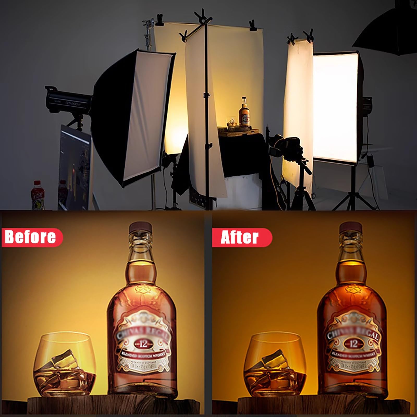 Kit diffusore professionale per fotografia con supporto regolabile e cornice girevole per una migliore illuminazione di foto e video