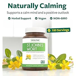 St John\'s Wort Capsules - Powerful & Potent Saint John\'s Wort Extract & Whole Herb Complex Standardized to 900mcg Hypericin for Balancing Daily Mood Support - Vegan Non-GMO & Lab Verified (180 Caps)