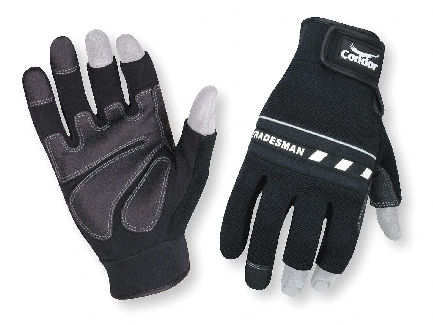 Mechanics Gloves, 3-Finger, Black, 2XL, PR