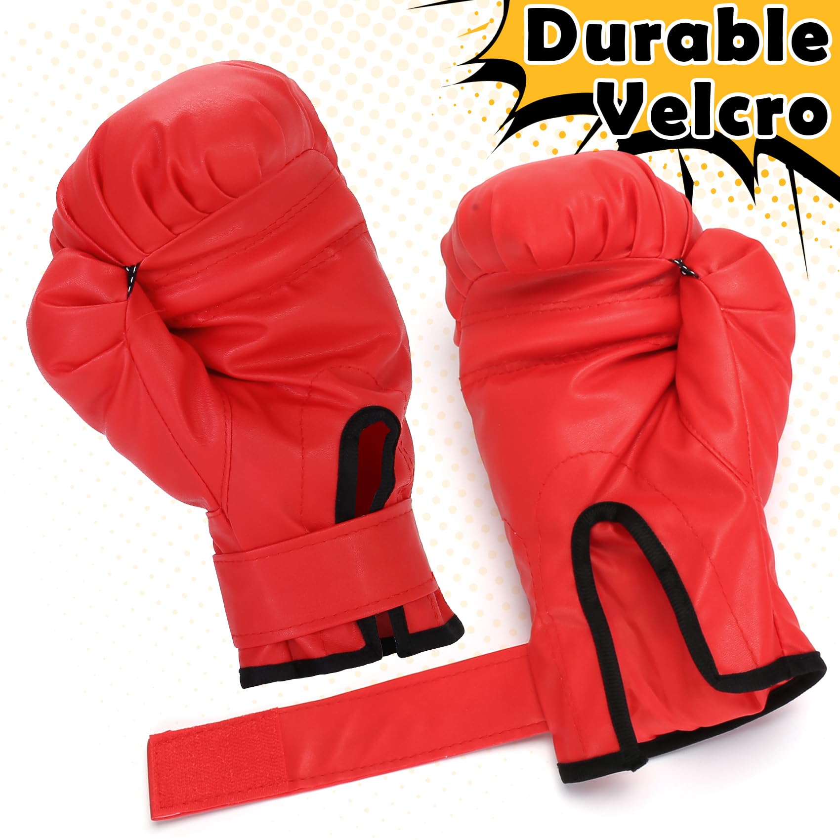 Boxing Gloves, 2 Pairs Boxing Gloves for Beginners and Children, Training & Sparring Kick Boxing Glove Training Glove Set Punching Bag Mitts, Black+Red