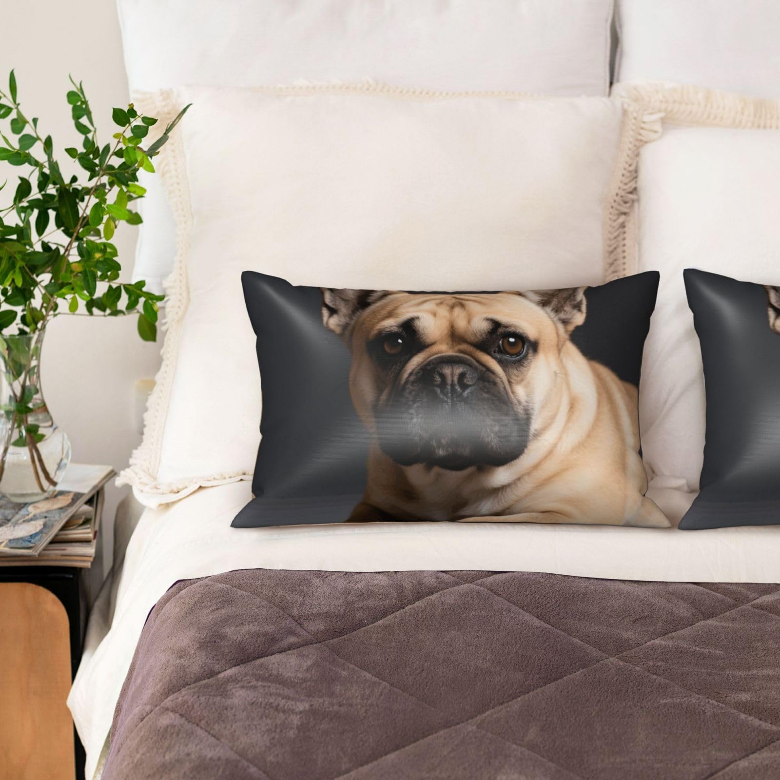 Dog Satin Pillowcase for Hair and Skin Set of 2,Ultra Smooth Soft Breathable Cooling Pillow Cases Queen Size 20x30 Inch Bed Pillowcovers with Hidden Zipper Cushion Case Gifts for Women Men