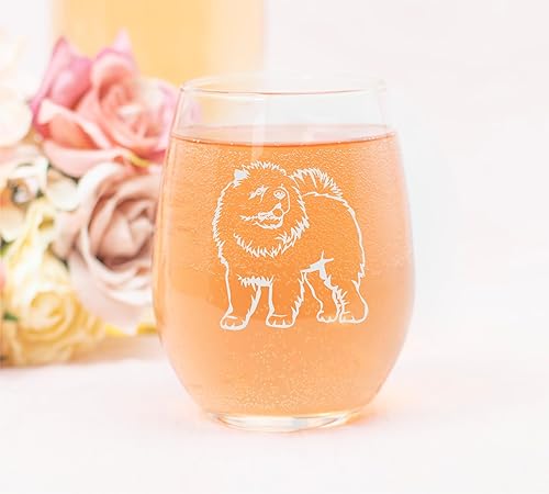 Miniatura 3 de C M Chow Chow Themed, Dog Stemless Wine Glass - Dog Lover Gift for Men and Women 17 oz.