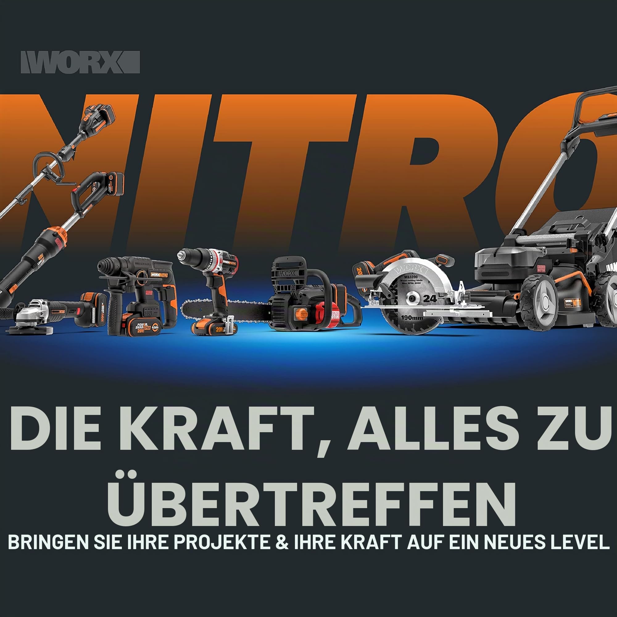 WORX NITRO WX531.9 Akku Kreissäge 20V – Leistungsstarke Bürstenlose Kreissäge für exakte, gerade Schnitte – 120 mm – Schneidet mühelos Holz, Metall, Fliesen & Plastik – ohne Akku & Ladegerät