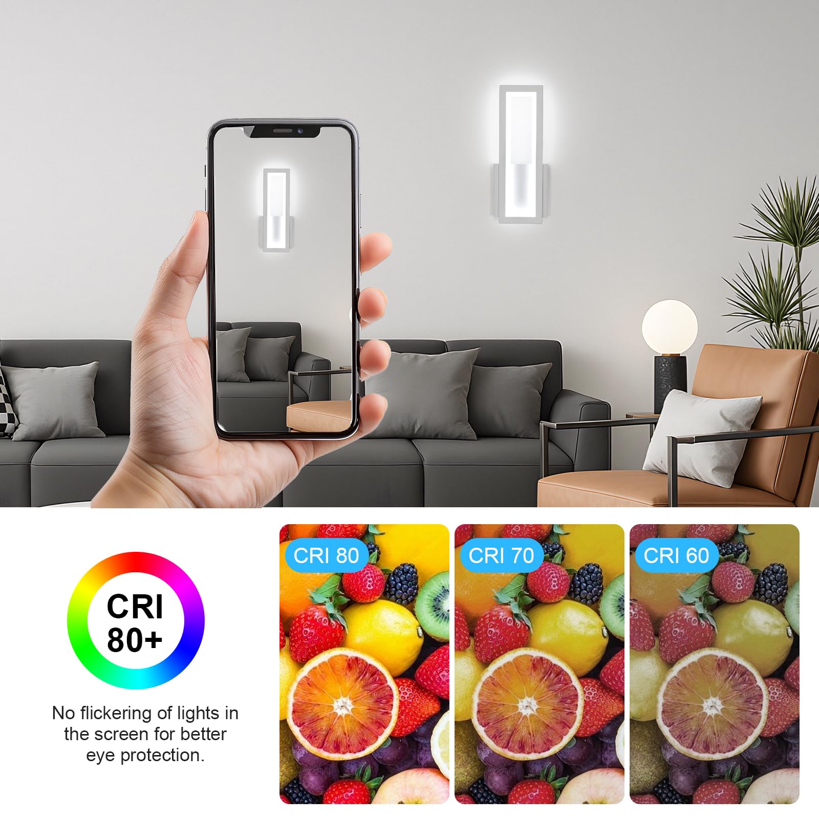 Osairous Lámpara de Pared LED Interior, 2 Piezas Apliques de Pared 16W 1800LM, Luz de LED Blanco Moderna en Acrílico Dormitorio Blanco Frio 6500K para Sala de Estar Pasillo Escalera 32CM
