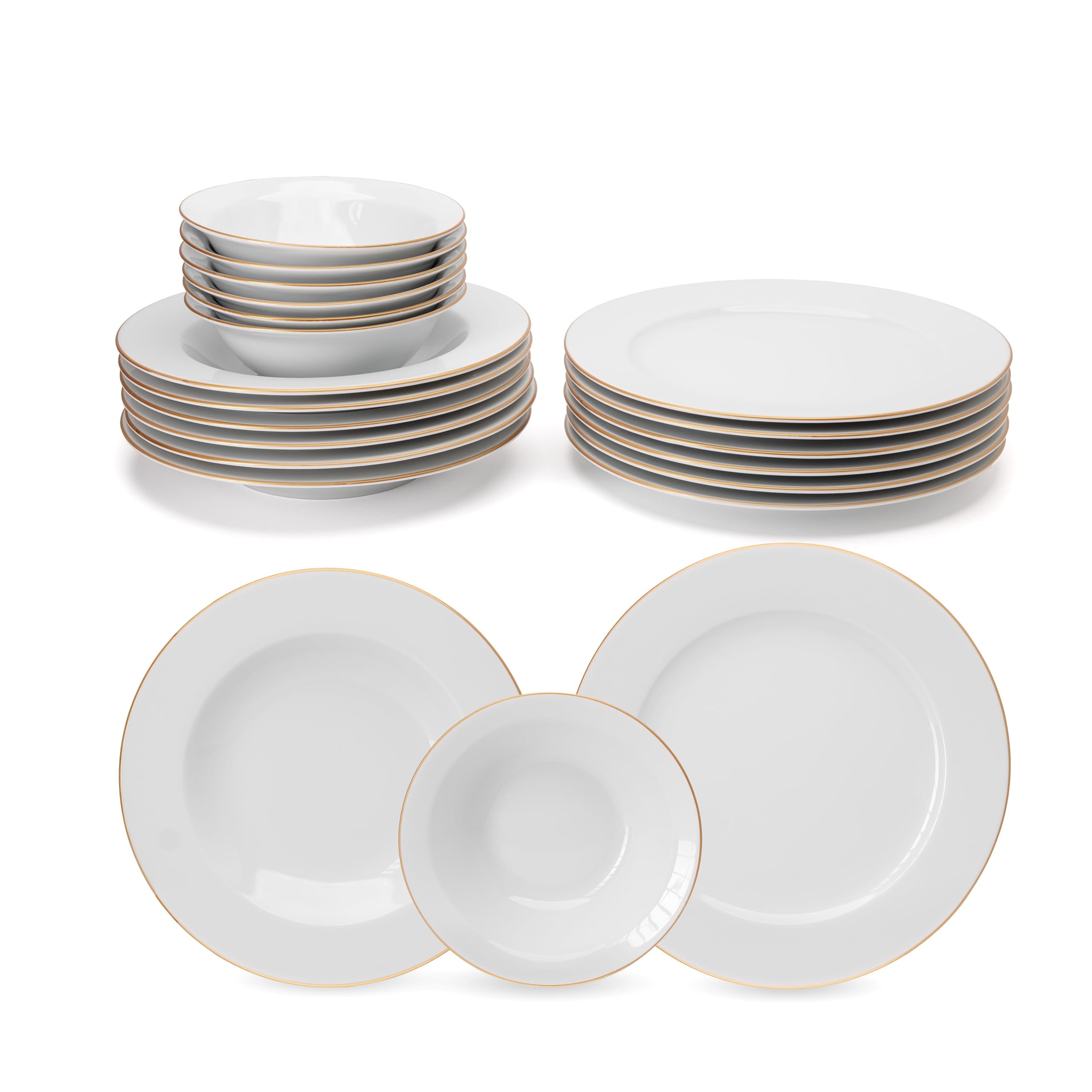 Porland Mina - Service de table en porcelaine 18 pièces doré - Complète et élégant