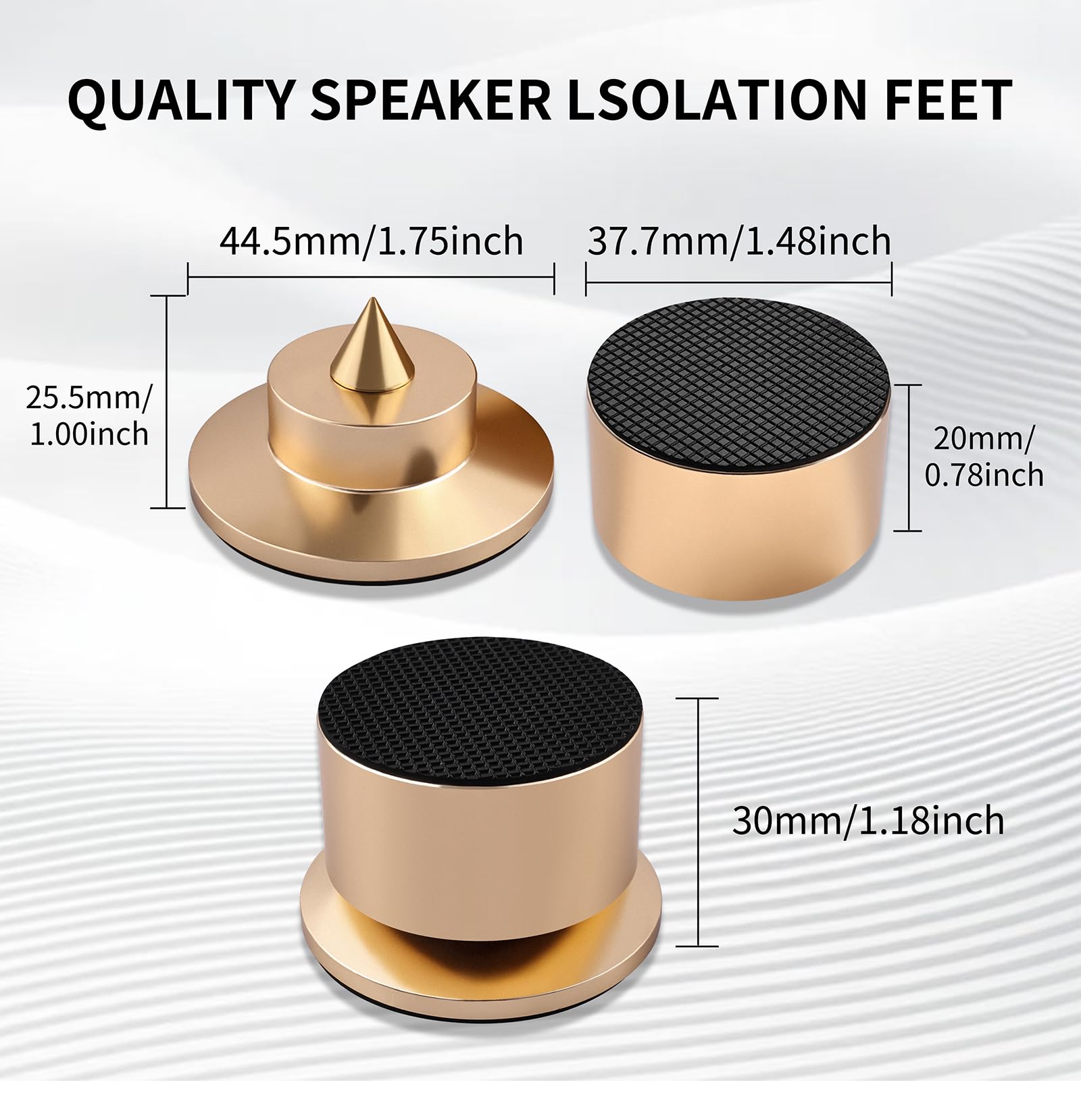 Piedini isolanti per giradischi, cuscinetti antivibrazione per altoparlanti e subwoofer, confezione da 4 piedini in lega di alluminio solida per audiofili per audio ad alta risoluzione, home