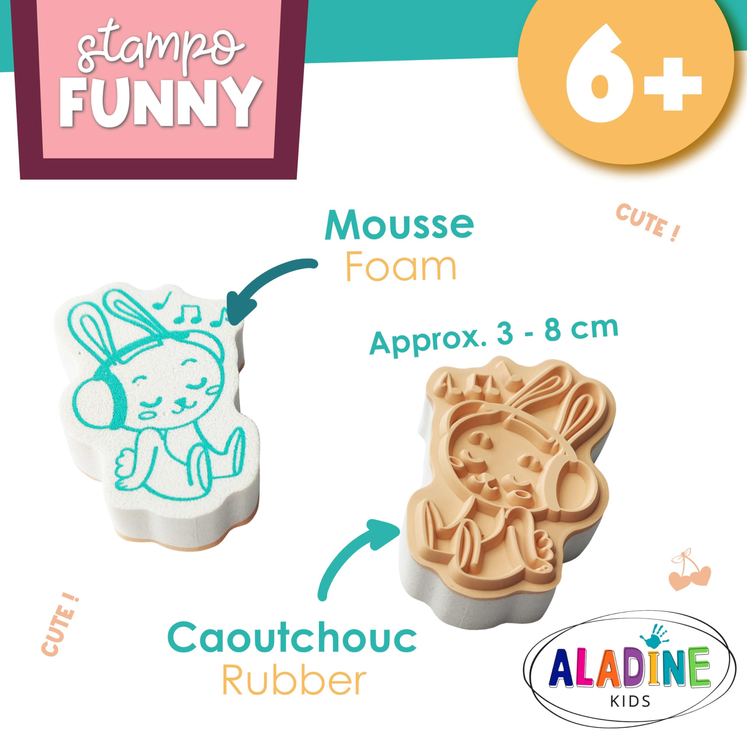 Aladine - Stemple Kawaii z czarnym tuszem - Pieczątka + czarny atrament - Funny Stempel - Kawaii Japan Manga - 2 do 5 cm - 85181