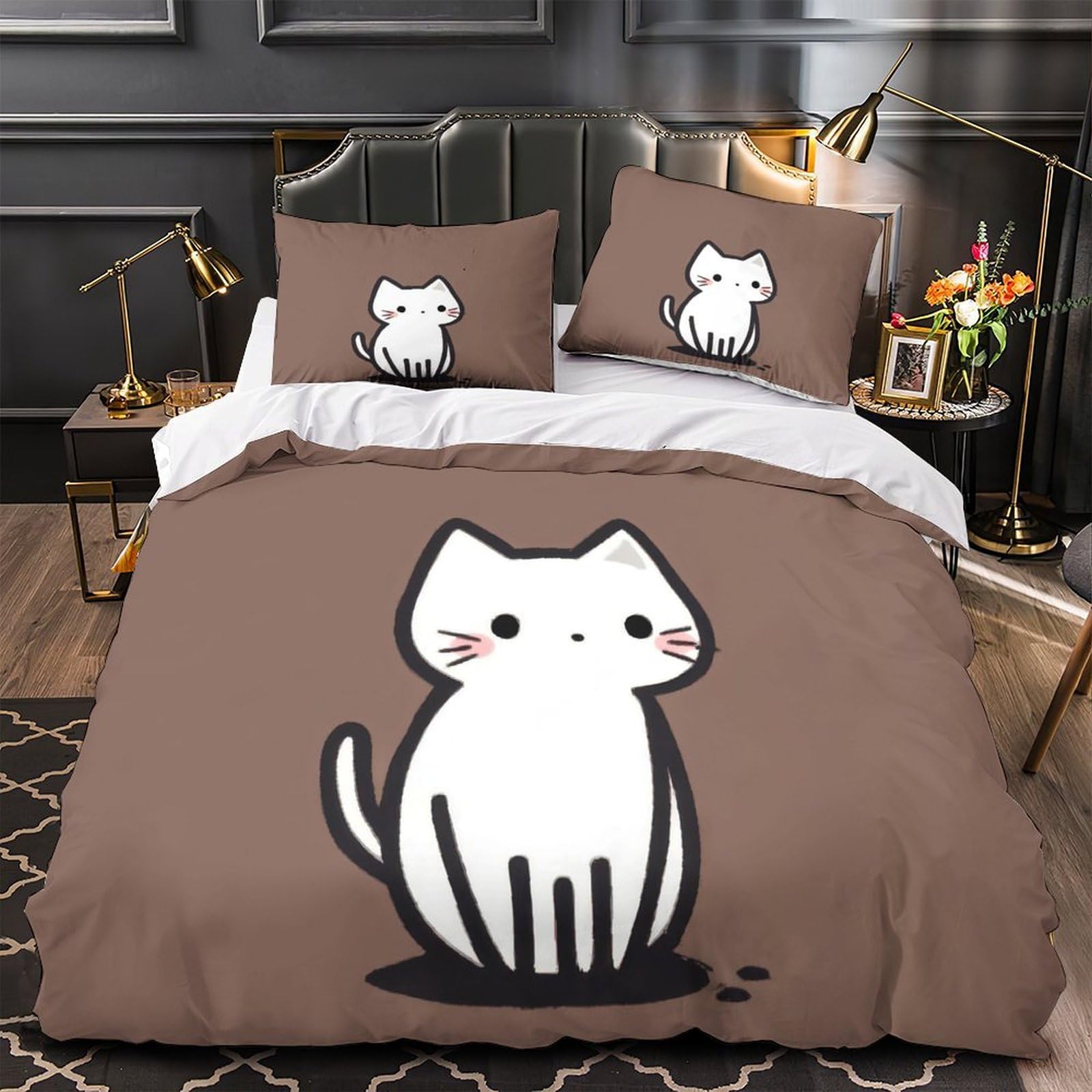 Ours en Peluche Housse de Couette 3D Cadeau de Noël Parure Douce Double