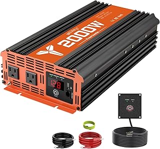 2000 watt Inverter 12v Car Power Inverters for Vehicles Truck with USB Charging Port, 12v to 120v with 2 AC Outlets and Remote 2000w
