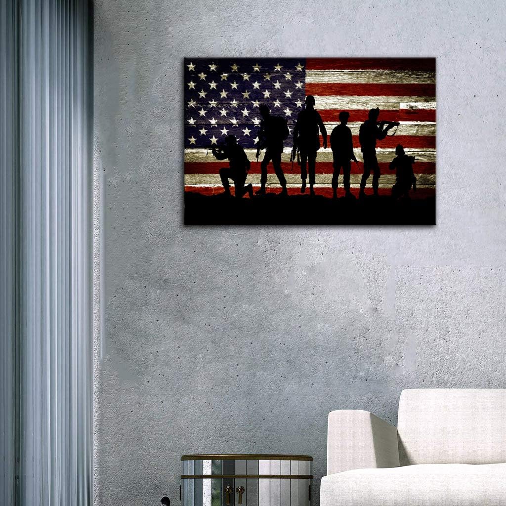 Flash Deals - 70% OFF AMEMNY Vintage American Flag Canvas Wall Military Soldiers Army Pictures Modern Painting Pictures for Living Room Bedroom Bathroom Office Decor Framed Ready to Hang Best Deal Product AMEMNY Vintage American Flag Canvas Wall Military Soldiers Army Pictures Modern Painting Pictures for Living Room Bedroom Bathroom Office Decor Framed Ready to Hang