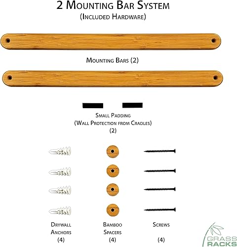 Miniatura 9 de Grassracks Estante de esquí de bambú  Montaje de pared horizontal para interiores Serie Hallsteiner  Colgador de pared para exhibición de esquí