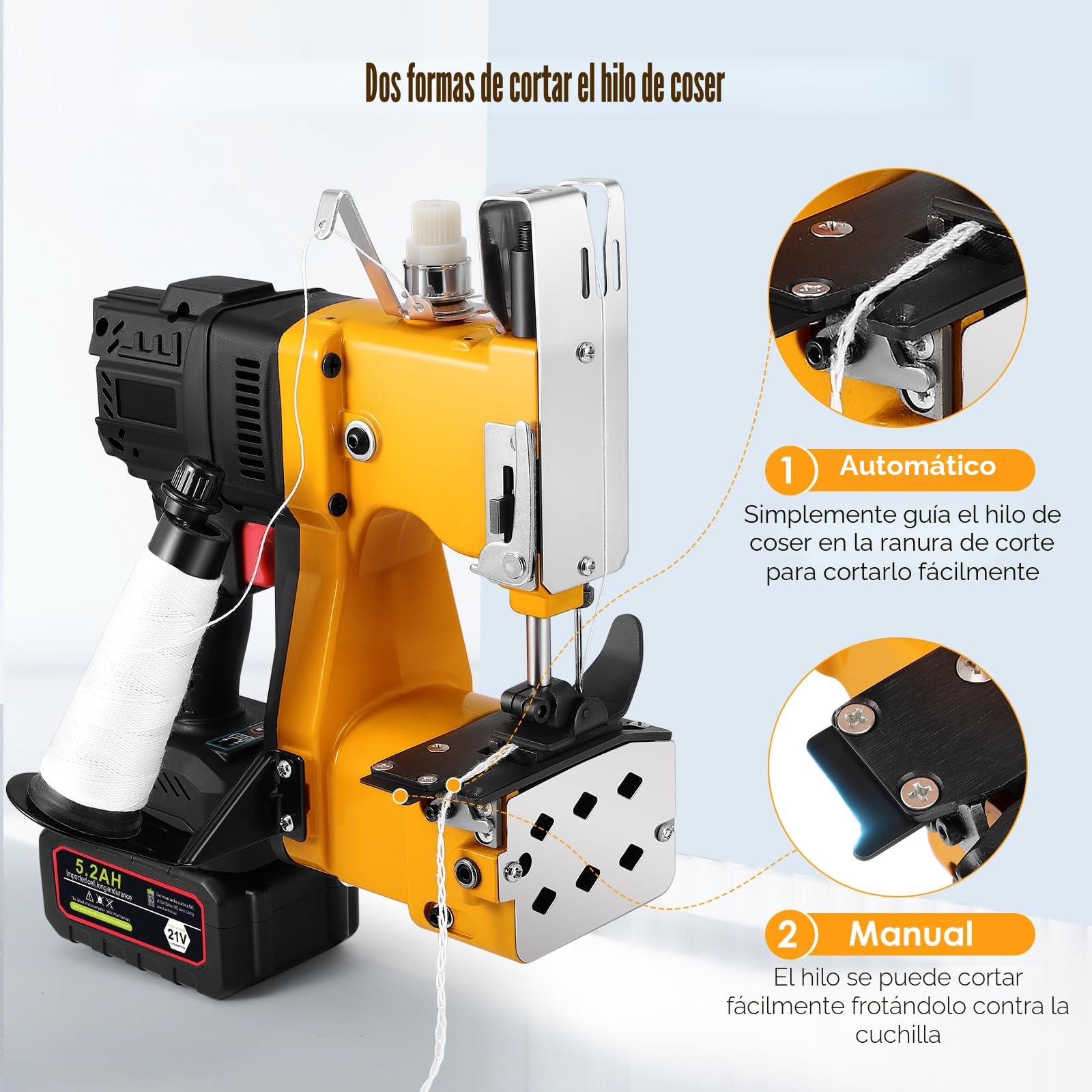 Eléctrica Sacos Maquinas de Coser 21V 50000mAh sellador de Bolsas Industrial Maquina de Coser de Mano para Bolsa de plástico de Papel de arroz Saco de Piel de Serpiente
