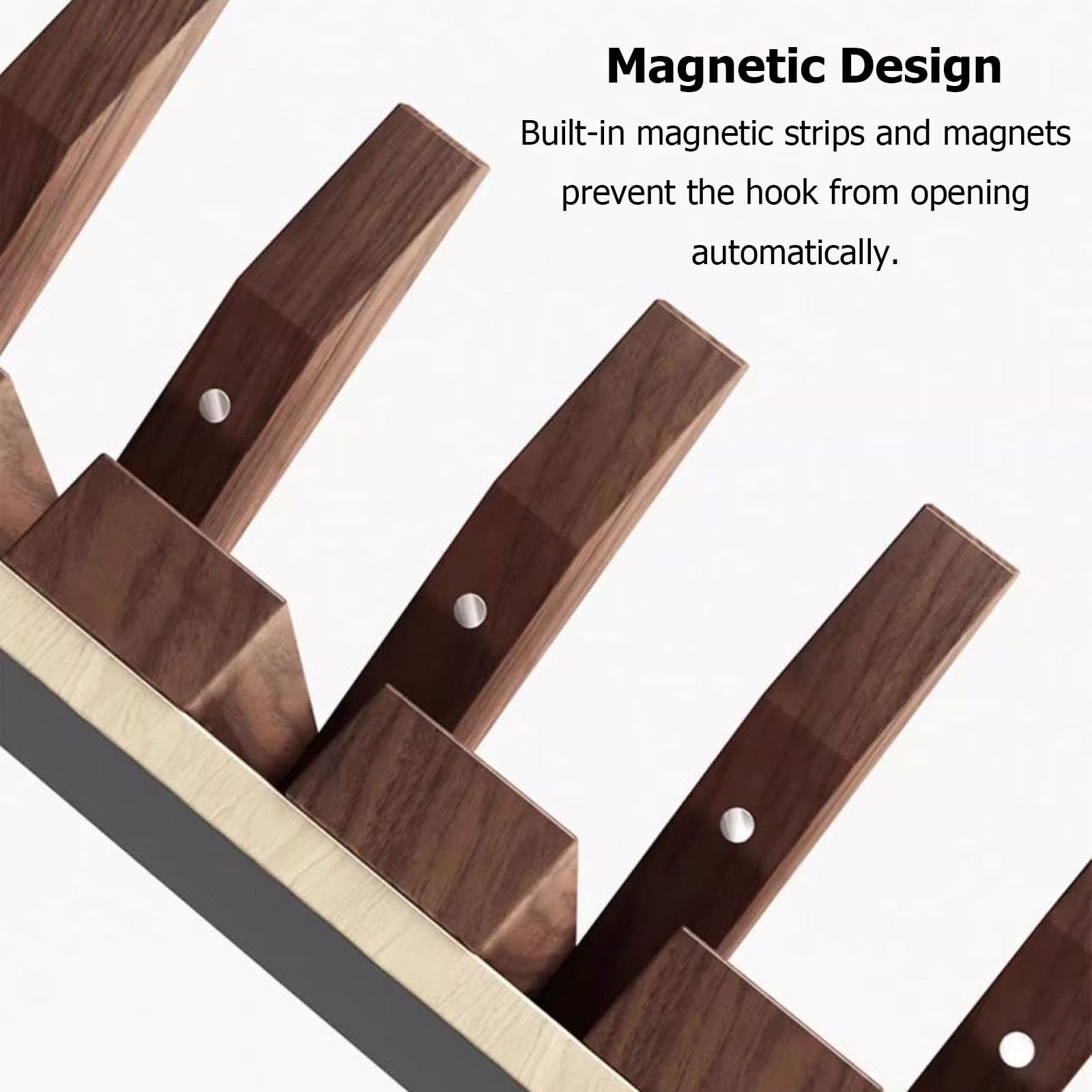 Porte-manteau Rabattable : 6 Crochets Magnétiques En Bois