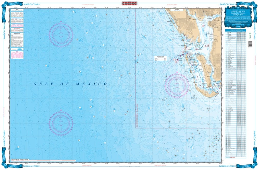 Western Florida Offshore Fish and Dive Chart Kit, 5 Charts Plus a Chart Tube, Easy-to-Read, Large Print, Waterproof Paper, Tear Resistant, Printed on two sides, 2 charts in 1, NOAA Charts