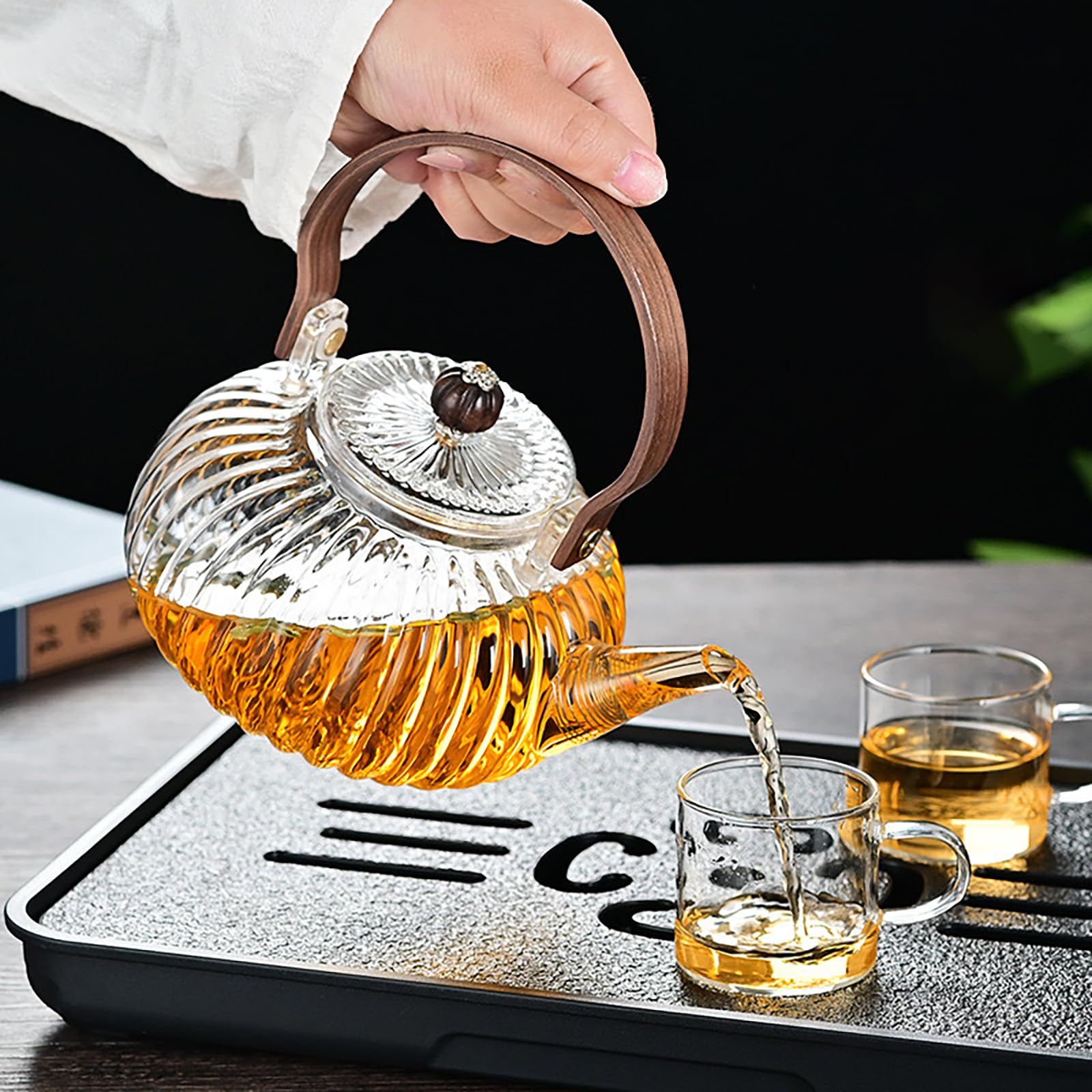 Mozhixue Glass Teapot with Infuser Clear Glass Tea Kettle 1000 ml Tea Pot for Stove Top, Loose Tea, Tea Maker Gift