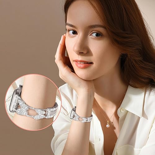 Miniatura 5 de G-ficu Correa de mariposa compatible con Apple Watch Band 1.772 in 1.732 in 1.929 in 1.654 in iWatch Series 8 7 6 SE 5 4 3 2 1 Ultra, correa delgada