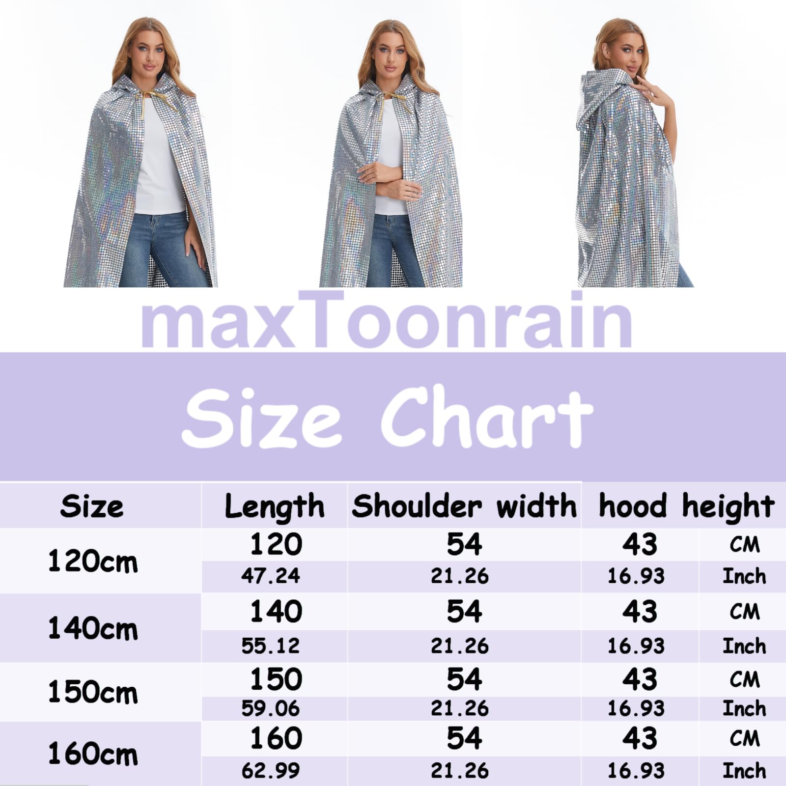 Full Length Sequin Cape Bling Bling Adult Glitter Cloak 1970's Abba Costumes for Halloween Christmas Mardi Gras Carnival Mama Mia Retro Party (Sliver Square - Image 3