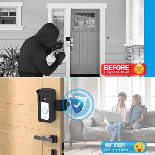 Miniatura 8 de Soporte antirrobo para timbre para apartamento, soporte para timbre de puerta sin taladro, compatible con timbre de anillo, timbre de video Blink y