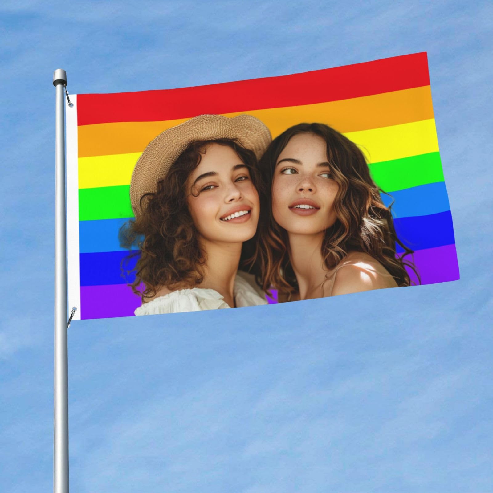 SunlitBliss Custom Gay Pride Flag 3x5 Ft, Personalized Rainbow Flags With Your Photo/Text/Logo ﻿ Customized Flags Outdoor Indoor, Living Room Wall