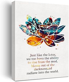 Just like the Lotus Inspirational Quote Canvas Wall Art Lotus Flower Watercolor Canvas Print Positive Canvas Painting Wall Decor Framed Gift 12x15 Inch