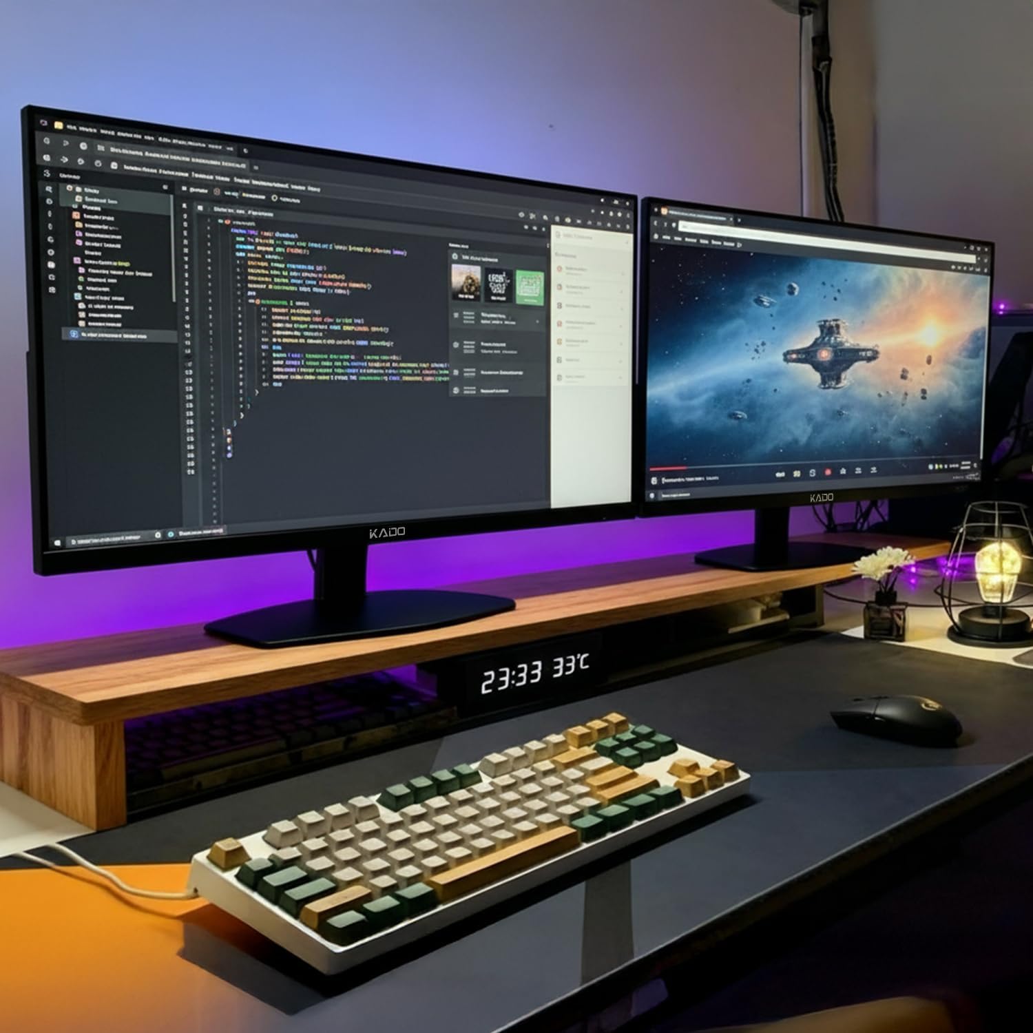 Kado Dual Monitor Setup - 2-Pack 27-inch 1920x1080 Full HD USB Type-C Computer Monitor 100Hz VESA Mount Edgeless HDMI DP Office Gaming Hybrid Built-in Speakers