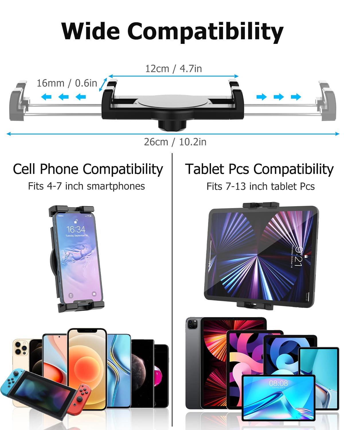 Extrem Stark Magnetische Tablet Halterung für Fitnessstudio Kühlschrank Garage Werkbank Metallregal [Tragbar & Stabil] Magnethalterung mit Metallfuß für iPad, Galaxy Tab, Z Fold, Fire, Handy