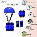 PRIKLI Kids Protective Gear Set with Helmet (Blue) – 4 in 1 Exclusive Skating Safety Kit with Knee Pads, Elbow Pads & Wrist Guards for Cycling, Skateboard & Scooter Riding for Boys Girls Age 5–12 gallery image