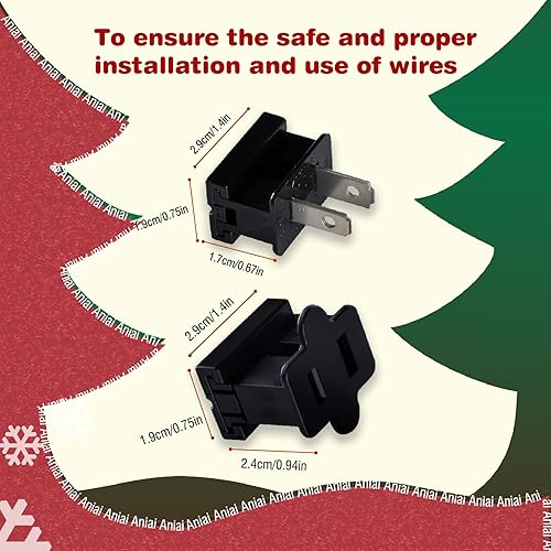 Miniatura 3 de Paquete de 25 enchufes de vampiro, enchufe macho de repuesto de 2 puntas, enchufes eléctricos, extremos de repuesto de cable de extensión para luces