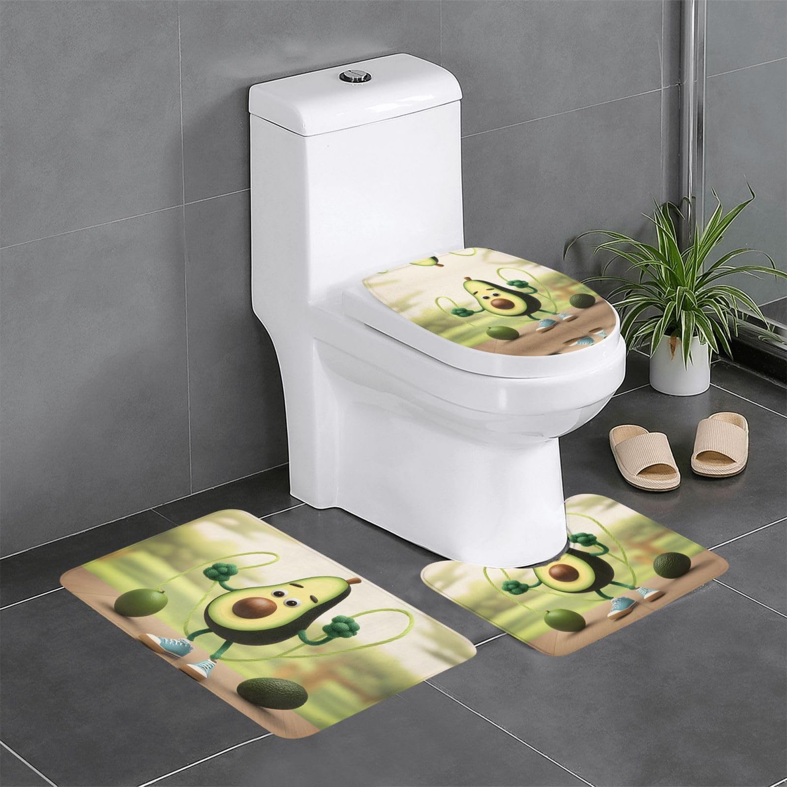 Tapis de sol absorbant anti-glisse en flanelle 3 pièces pour toilettes