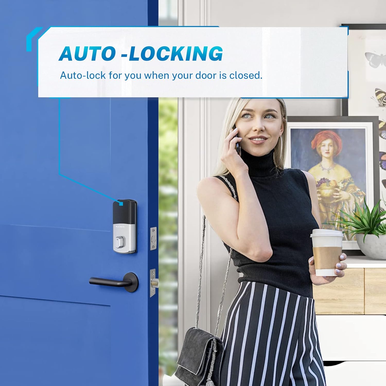 Flash Deals - 60% OFF KUCACCI Smart Deadbolt Lock with Keypads,Biometric Electronic Door Lock,Keypad Door Lock,Fingerprint Door Lock Advanced Digital Auto Door Front Lock,Keyless Entry Door Lock for Home Office (Silver)