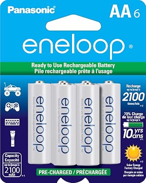 Eneloop Panasonic BK-3MCCA6BA AA 2100 Cycle Ni-MH Pre-Charged Rechargeable Batteries 6-Battery Pack