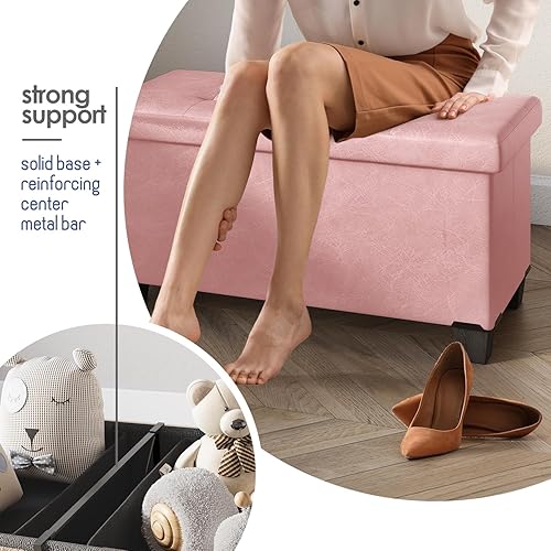 Miniatura 410 de Otomana plegable para dormitorio o sala de estar, con contenedores de almacenamiento, reposapiés para el extremo de la cama, soporta hasta 660 lb,