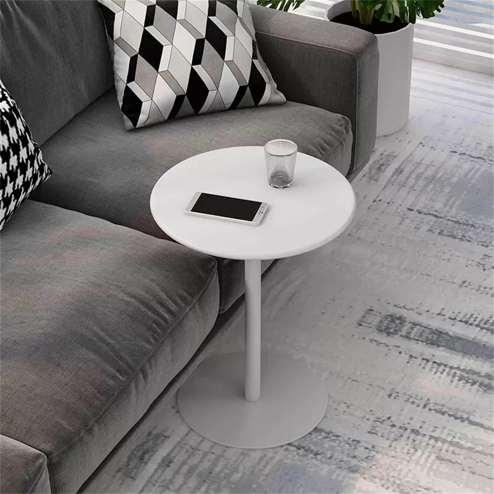 Stylowy okrągły metalowy stół bistro do użytku wewnątrz / na zewnątrz 70 cm średnicy 72 cm wysokości, idealny stolik końcowy do pubu do salonu, balkonu, patio - dostępny w kolorze białym i innych