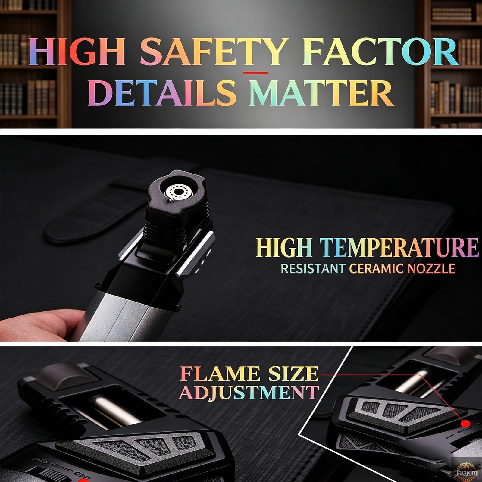 Briquet Torche Multifonctionnel à Flamme Droite Bleue avec perforateur, Briquet Coupe-Vent au Butane adapté aux fêtes de Bougies, au Camping et à l'extérieur (Argent)