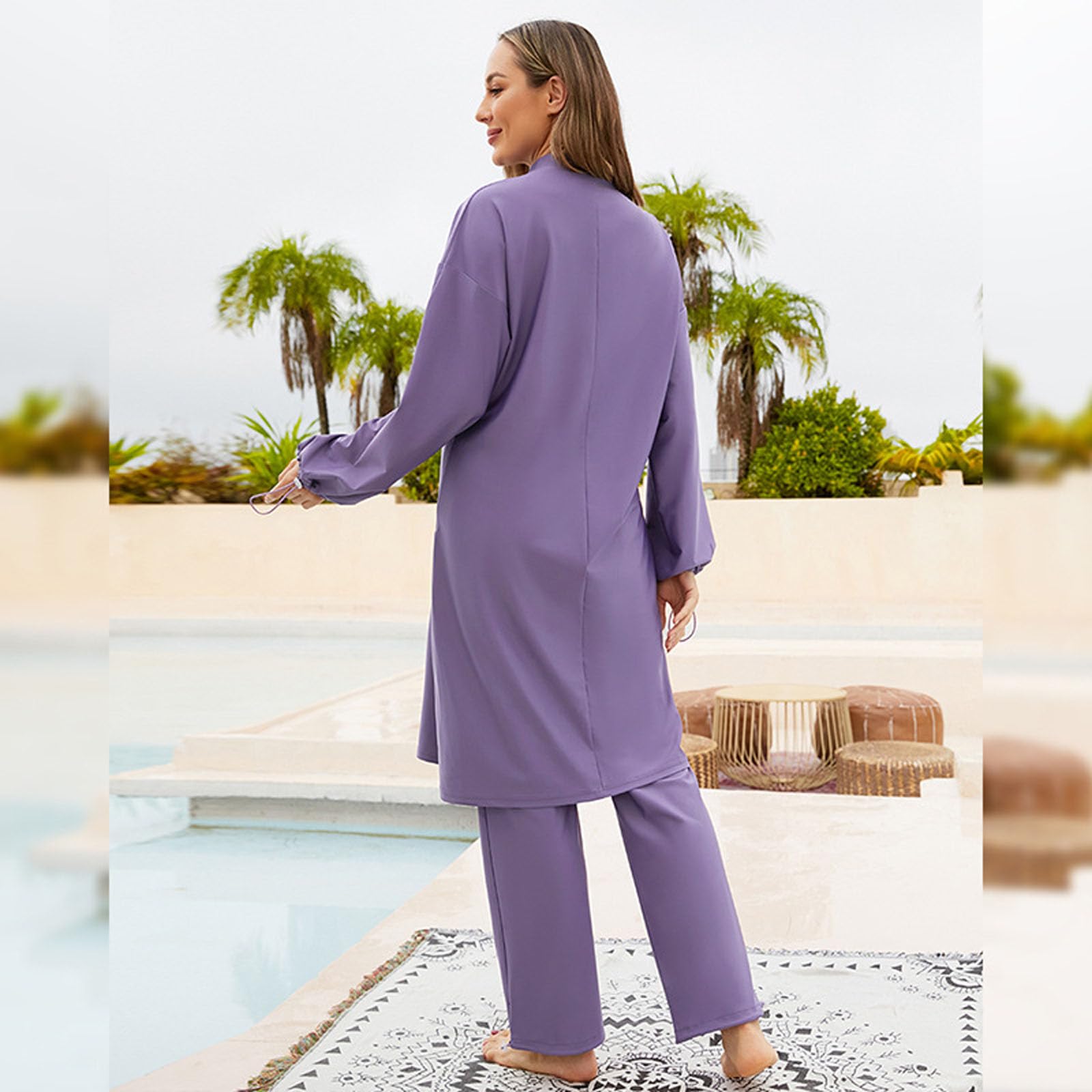 Costume da bagno da donna 3 pezzi musulmani costumi da bagno modesti bikini copertura completa costume da bagno abbigliamento da spiaggia manica lunga surf costume da bagno musulmani copertura
