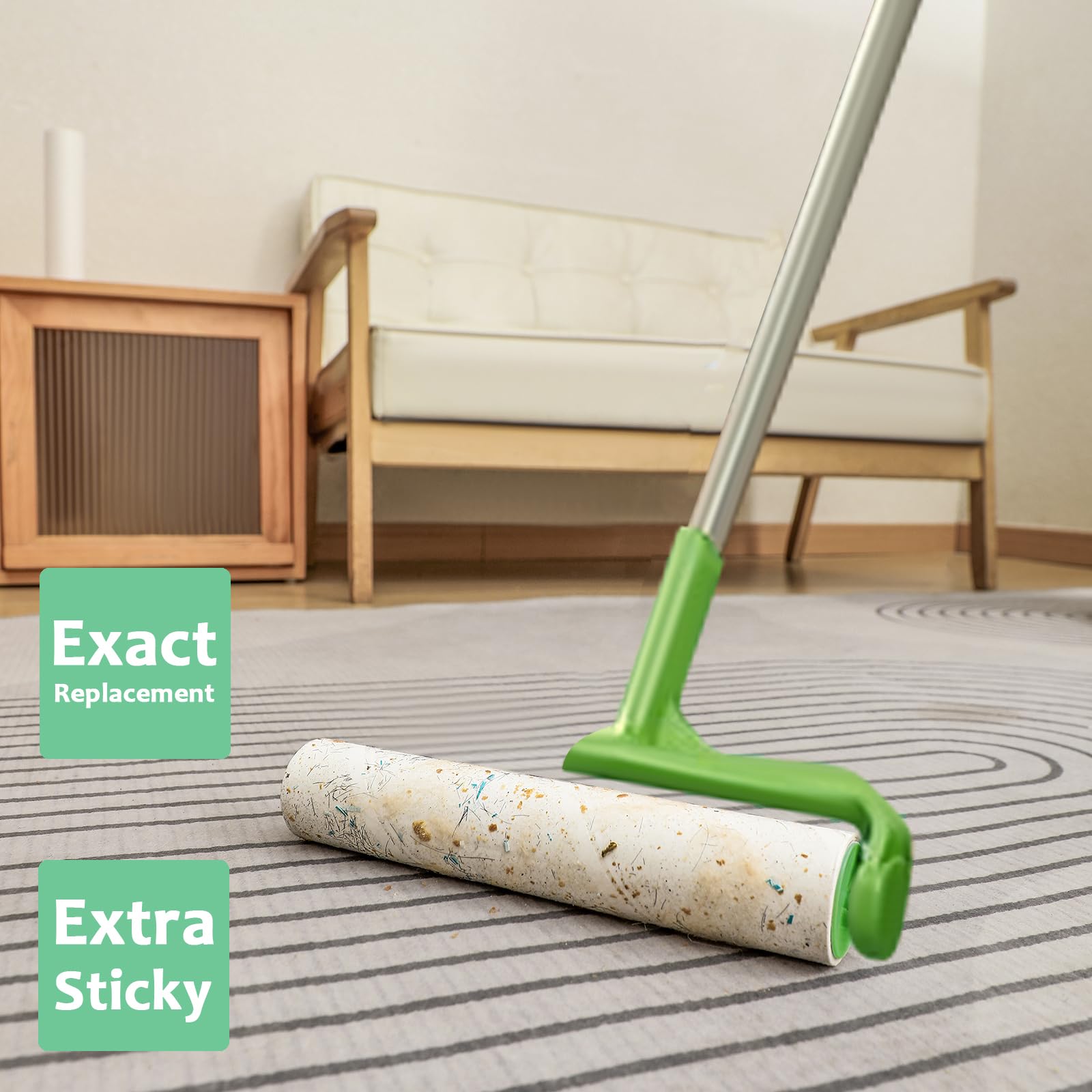 Wkłady do dużych wałków do kłaczków, 25 cm, duże wkłady do usuwania kłaczków do sierści zwierząt domowych, ponadwymiarowe, samoprzylepne wkłady do wałków Evercare Leo Megaclean, 25 cm, rolki podłogowe