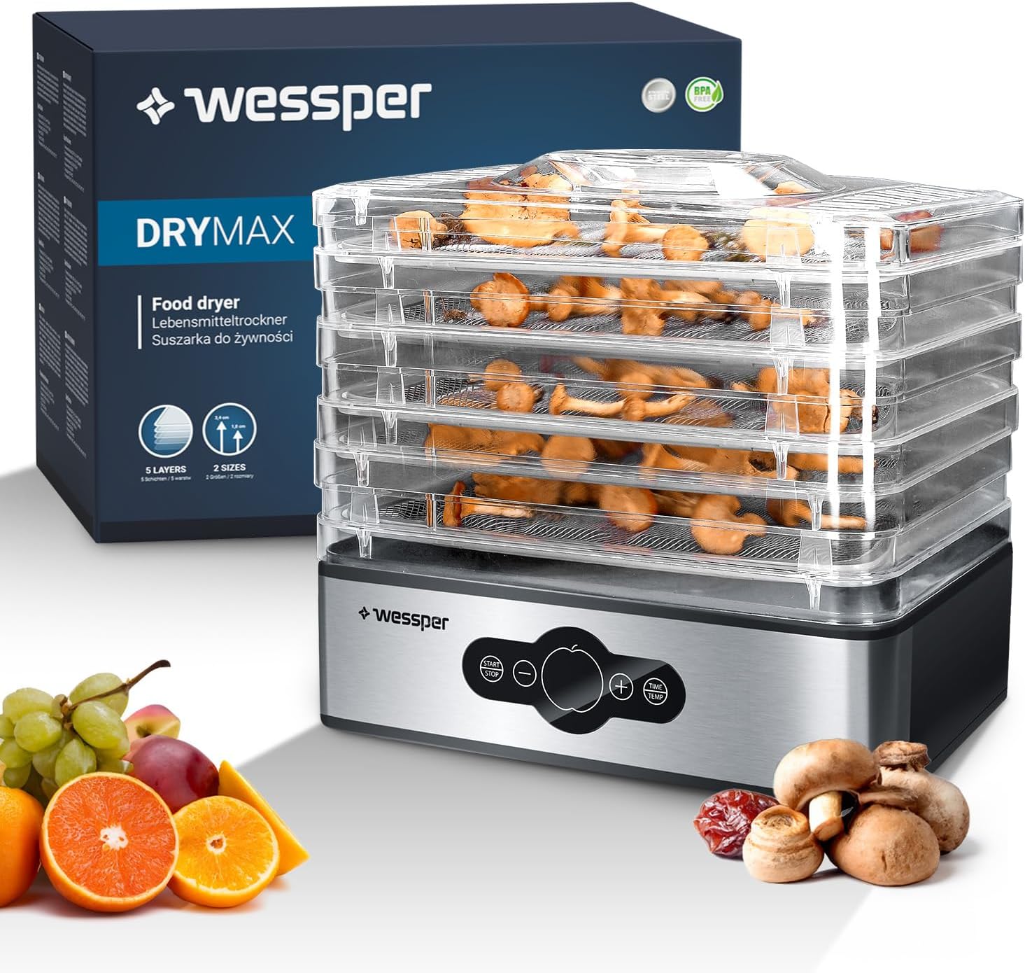 Meykey Déshydrateur Alimentaire 5 Étages avec LCD, Déshydrateur Fruits