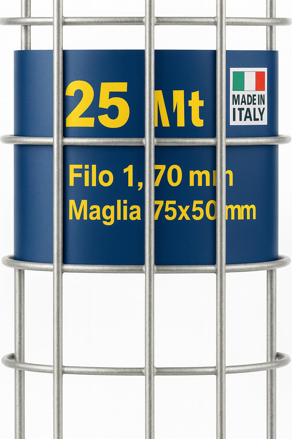 Rete Elettrosaldata Zincata – Maglia 50×75 mm – Filo 1,7 mm – Rotolo 25 m – MADE IN ITALY – Per Recinzioni, Giardino, Orto, Pollaio – Altezze 100/125/150 cm (Altezza 150 cm)