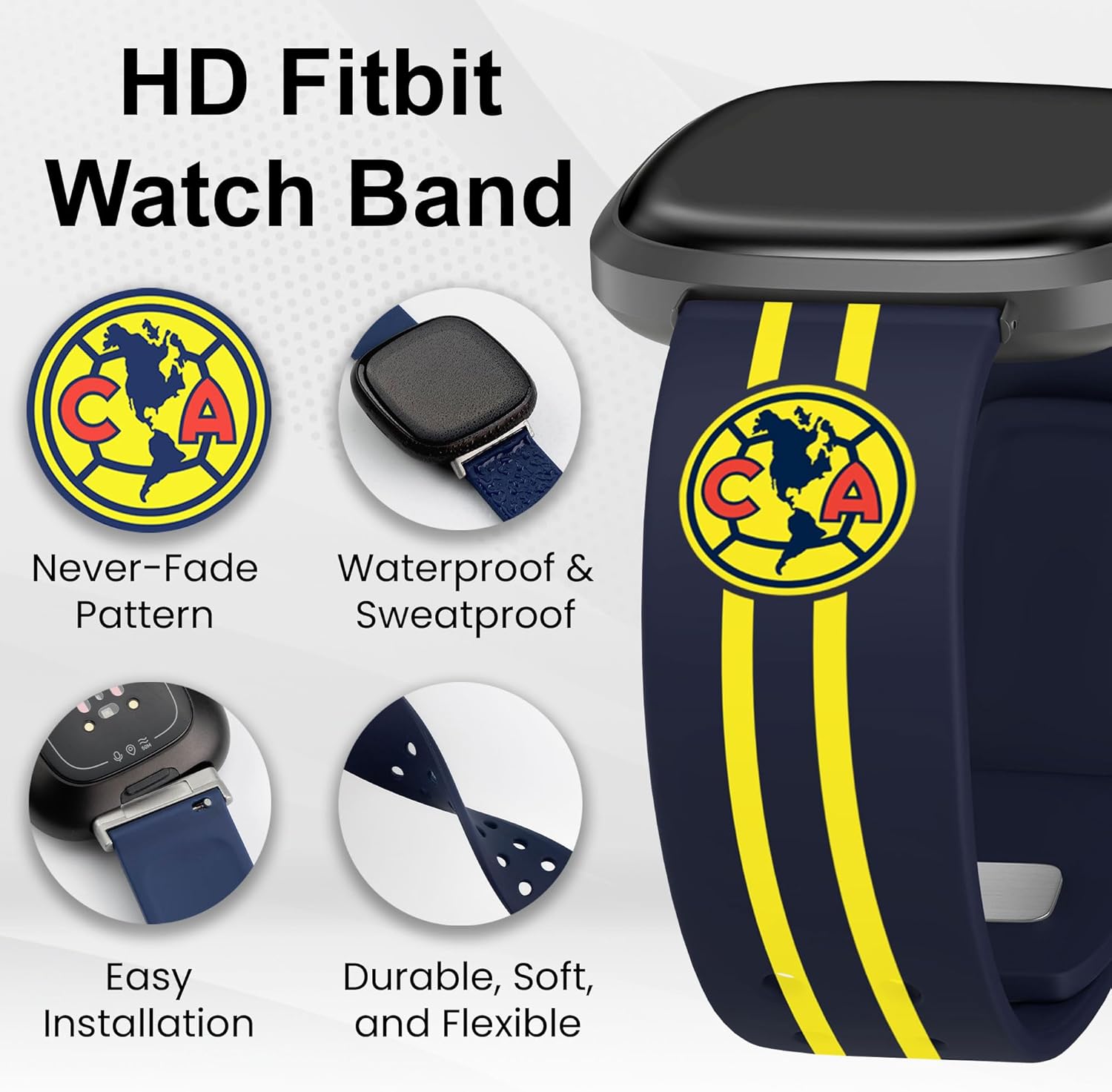 Affinity Bands Club America HD Watch Band Compatible with Fitbit Versa 3 and Sense