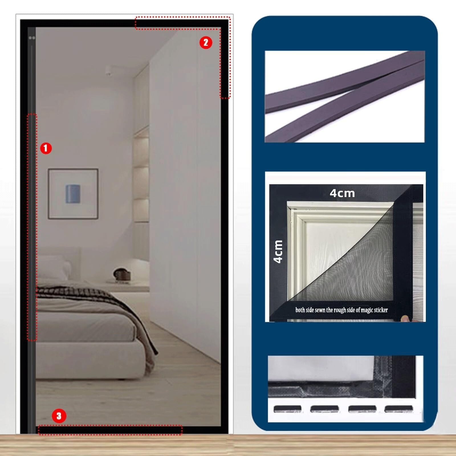 Upgraded Magnetic Screen Door, Fiberglass Mesh, Can Be Flipped Left And Right To Open, Durable Fiberglass Mesh Curtain, Used For Sliding Glass/terrace/French/rear Door Mesh Curtains(Color:Black,Size:2