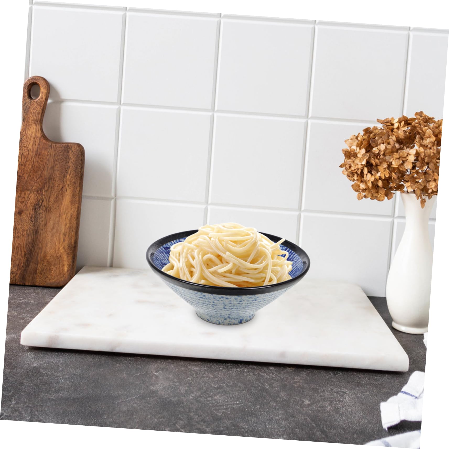 GLEAVI Cuenco Grande de Cerámica Japonesa Diseño de Patrón de Ola Marina, Tazón de Sopa Versátil para Ramen y Ensaladas, Capacidad Grande para Uso en Casa o Restaurante