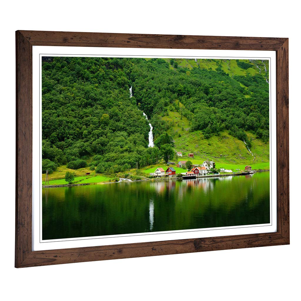 Big Box Art Framed Print Norway Landscape (4) Design | Wall Art Picture | Home Decor for Kitchen, Living, Dining Room, Bedroom, Hallway, Office, Walnut, A2 / 24.5x18 Inch / 62x45cm