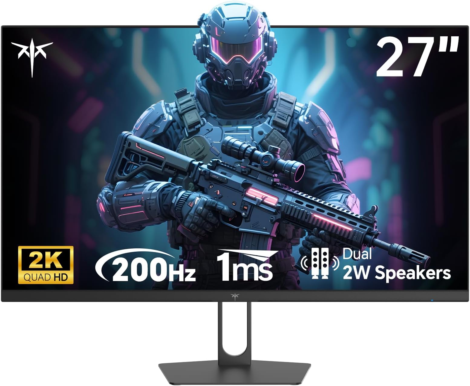 - 27 Inch Gaming Monitor - 2K QHD 2560 x 1440 Monitor, Up to 210Hz & 1ms, Bulit-in Speakers, Adaptive Sync, HDR400, 131% sRGB, IPS Monitors Gamer with HDMI 2.0 x 2 & DP1.4 x 2, H27T22C-3