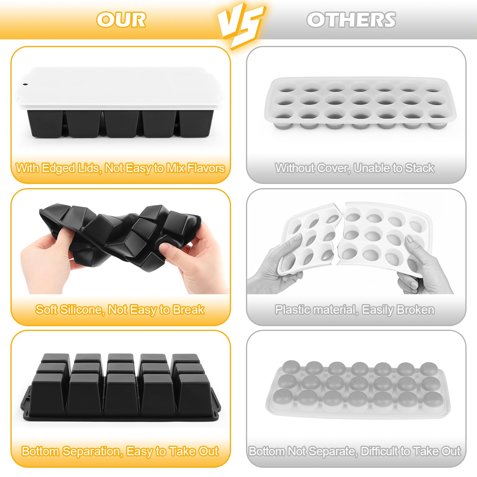 AWAMRWA Eiswürfelbehälter 2er Pack - Silikon Form Für Große Eiswürfel