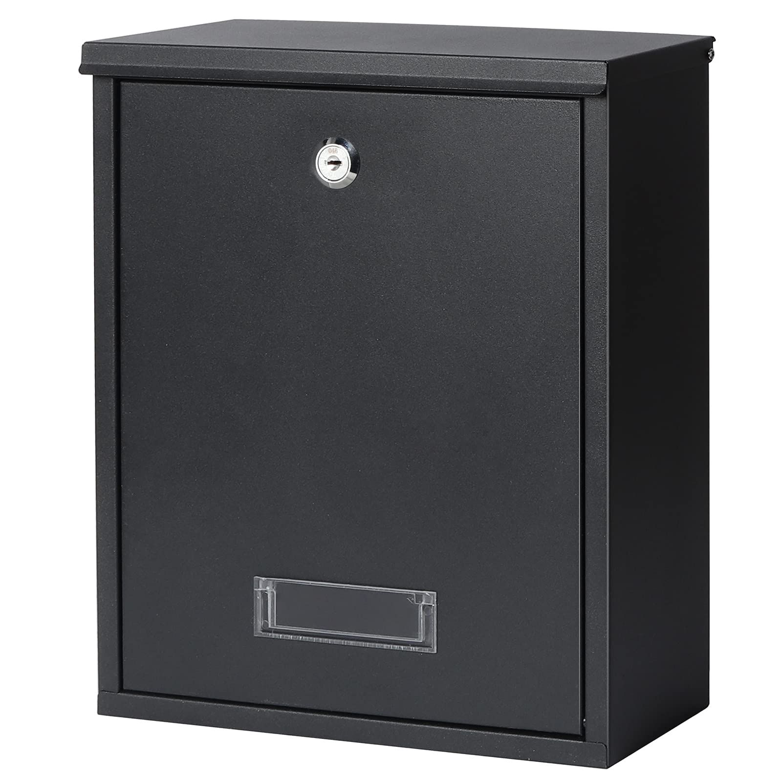 Photo 1 of Jssmst Locking Mailbox Wall Mount Key Lock Drop Box Large Capacity with Galvanized Steel Cover and Rust-Proof Metal Post Box, Black Matt, SM-0702LK,Medium Medium 07 Black Key Lock