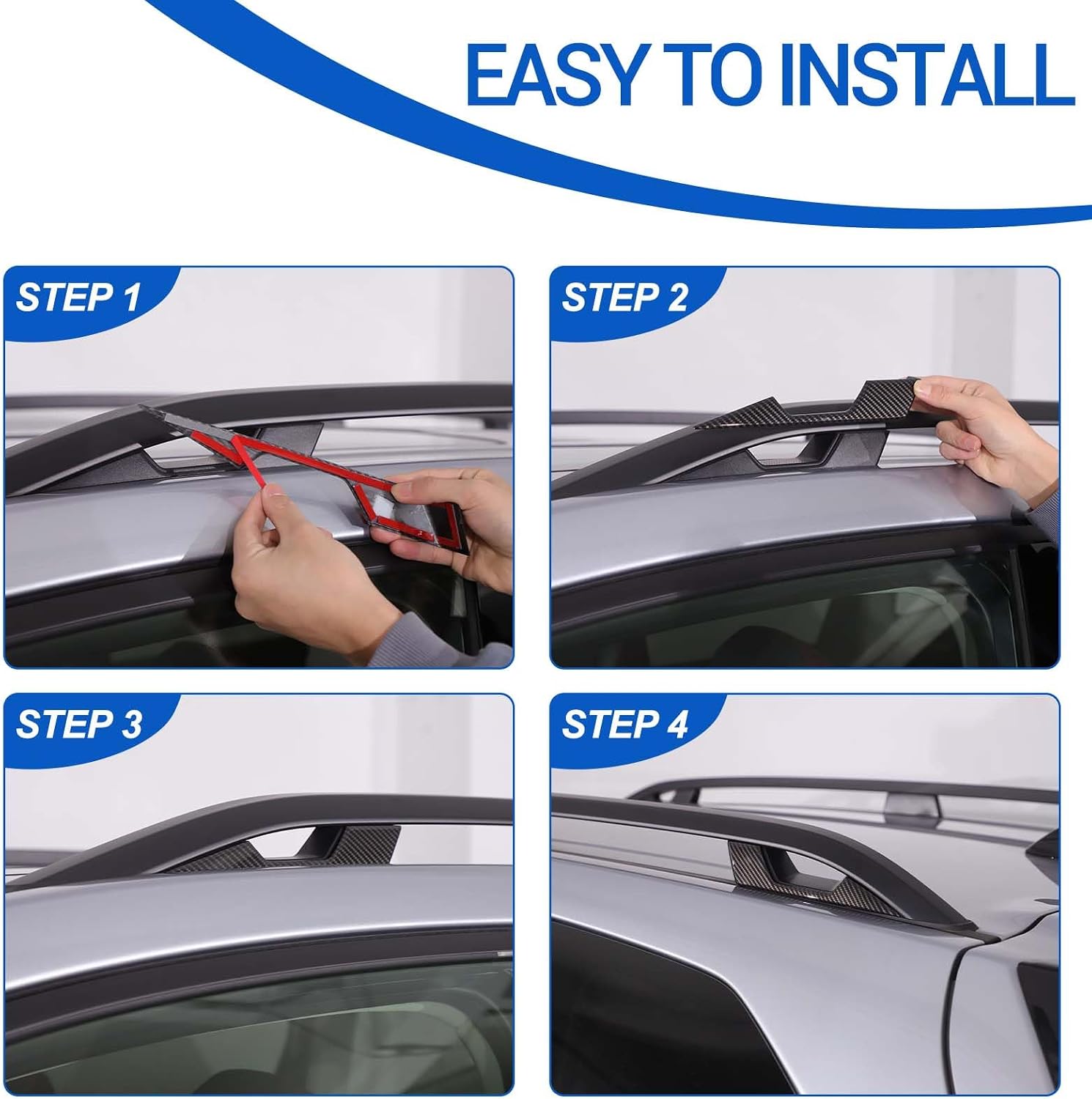 Roof Cargo Rack Rail End Cover Compatible with Subaru Forester 2019-2024, ABS Roof Luggage Cargo Rail Rack End Cap Protection Trim Cover Accessories, 4PCS (Carbon Fiber Pattern)