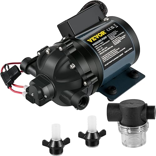 VEVOR Bomba de lavado, 12 V CC, 7 GPM 60 PSI, máx. 10 pies, bomba de agua autopebante de elevación con válvula EPDM, colador universal de agua